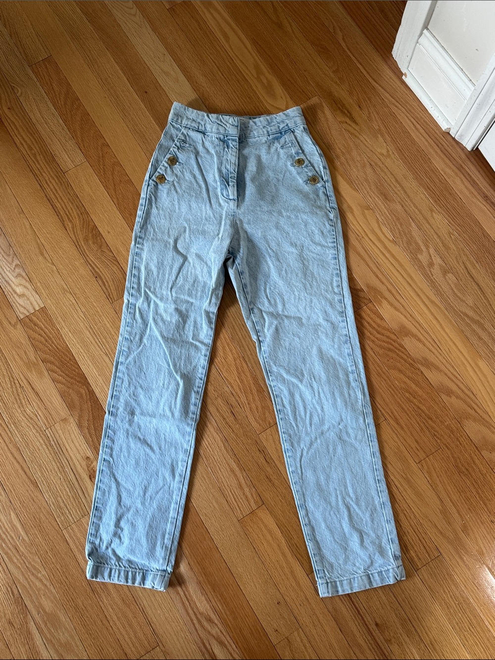 Zara Light Blue High-Rise Tapered Jeans